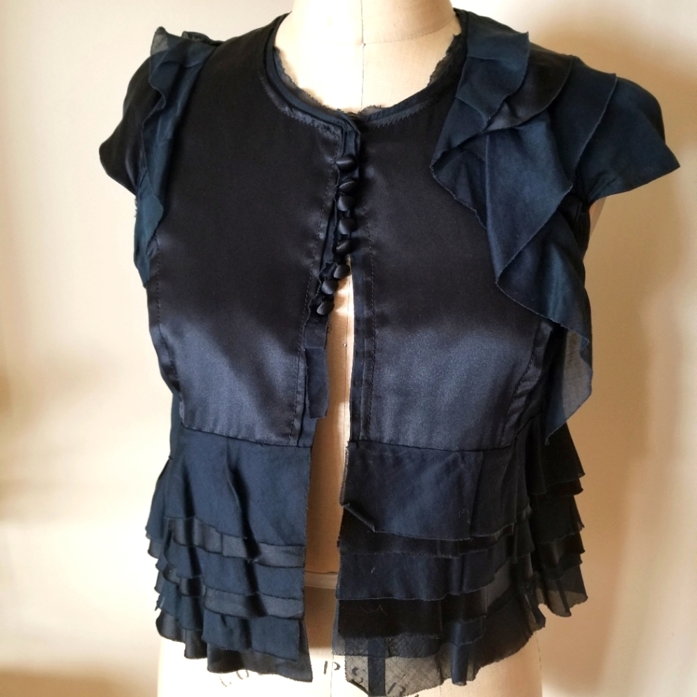 Prada Black Satin/Cotton Top